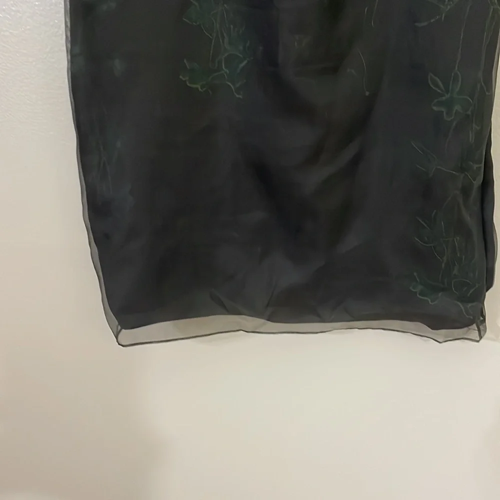 Ann Taylor loft silk organza LBD black green silk organza dress holiday 2 EUC
